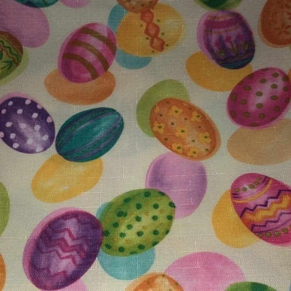 Easter Egg Print Eggs Fabric Tablecloth Multi color‎ 67x50”